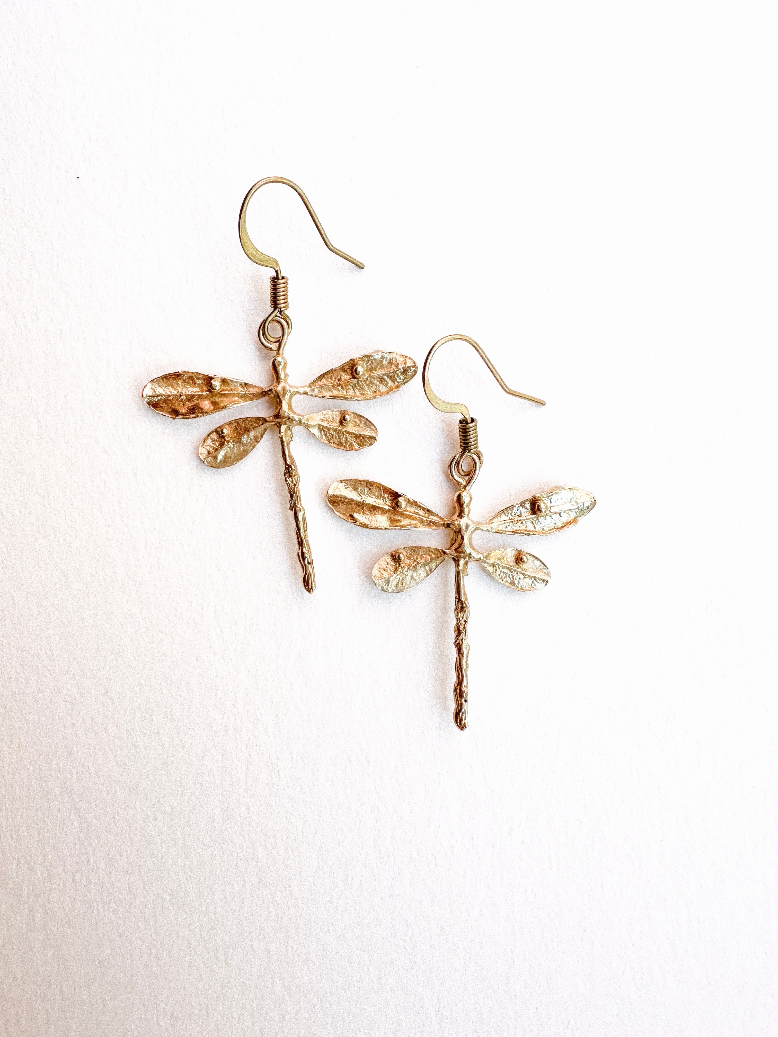 Dragonfly Dangle Earrings | Sterling Silver or Brass-zoom-6