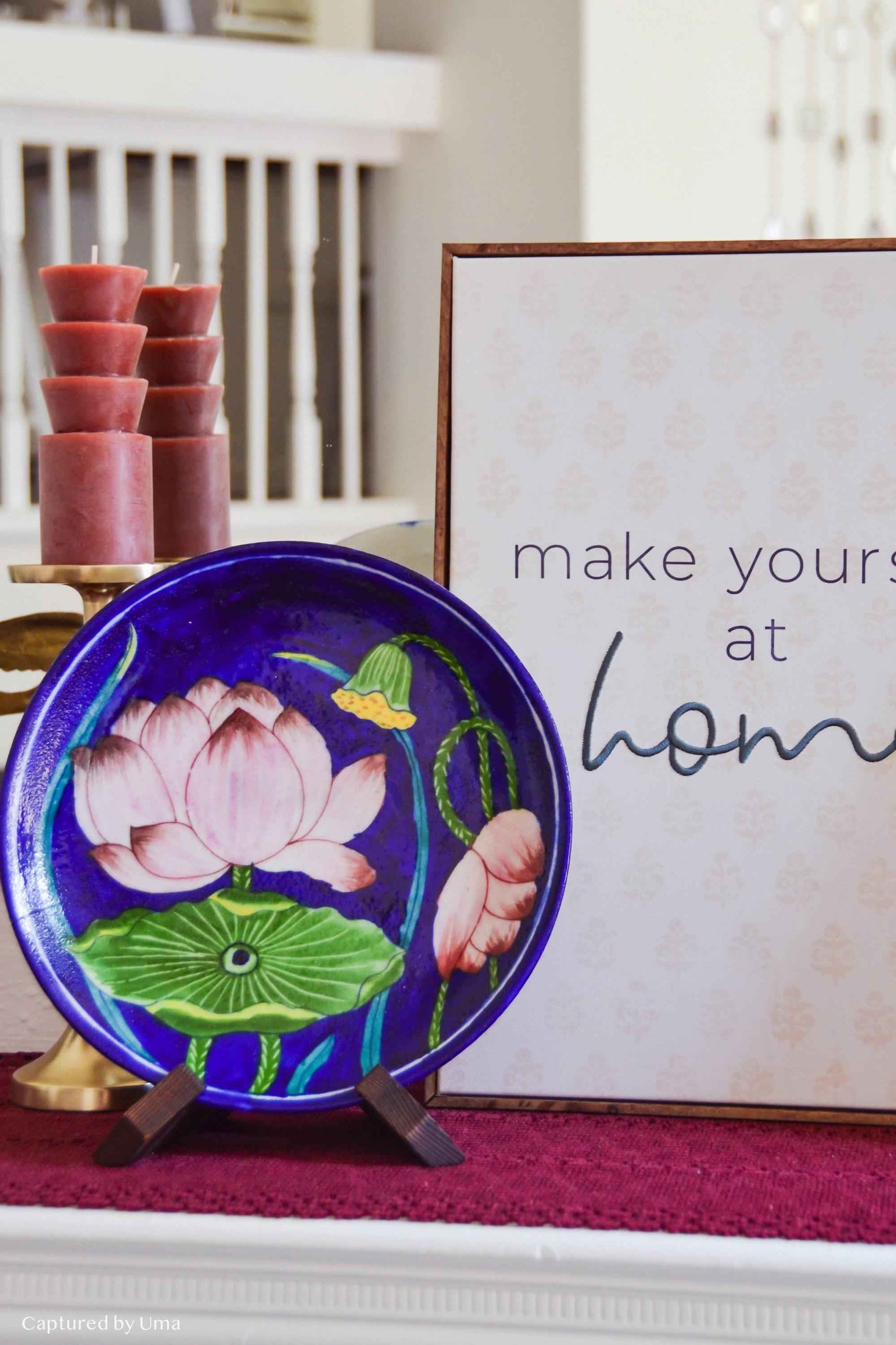 Padma Lotus Plate | Handcrafted Blue Pottery Wall Decor-3