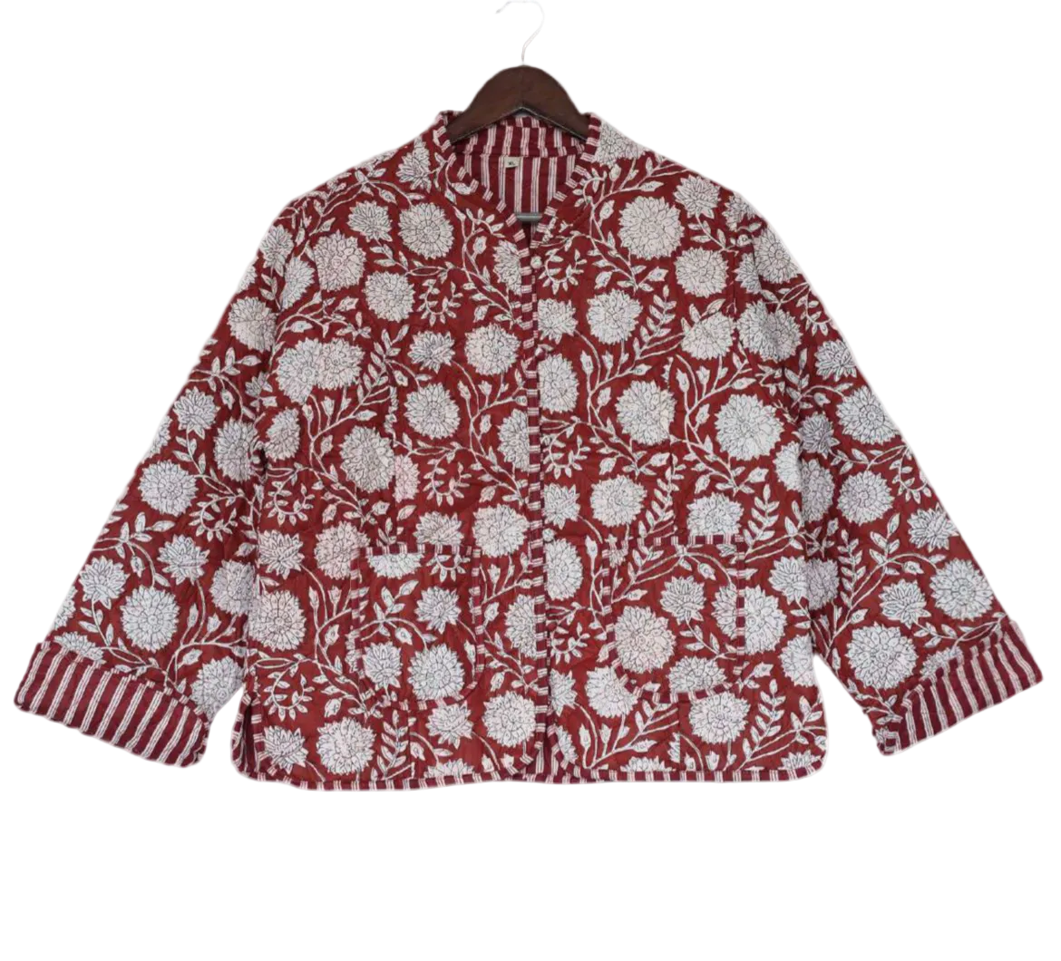 The Charlotte Jacket in Maroon Posy-zoom-1