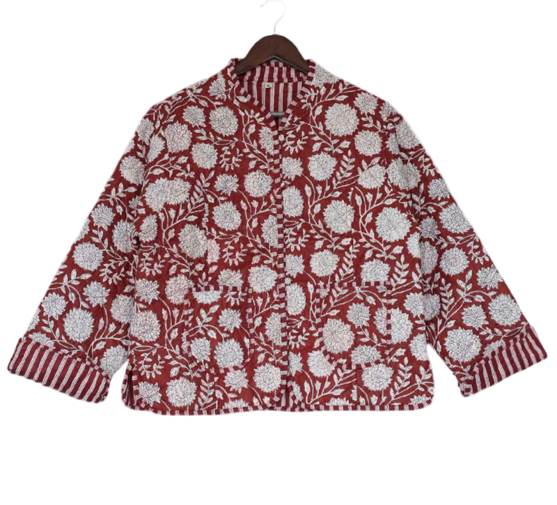 The Charlotte Jacket in Maroon Posy-zoom-