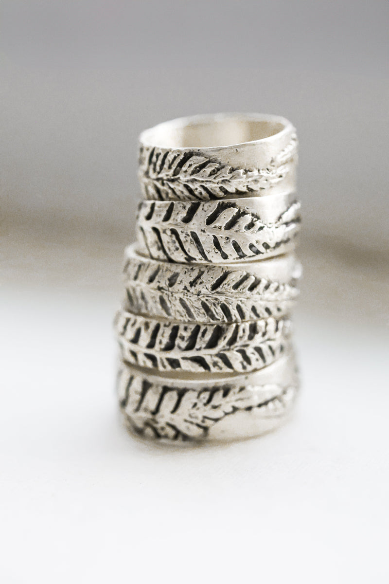 Fern Ring Band | Recycled Sterling Silver-zoom-