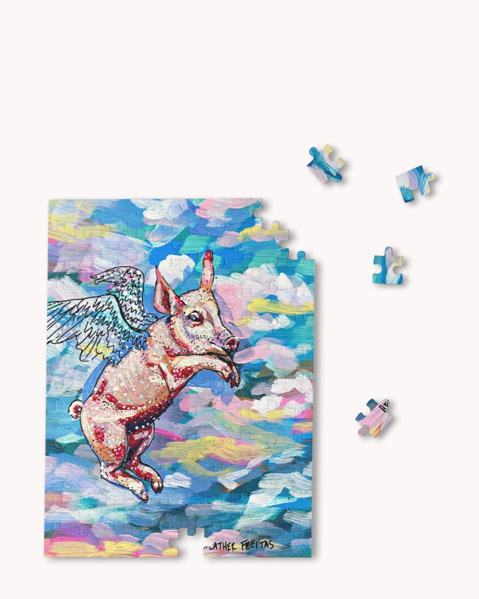 Pastel Flying Pig Puzzle-zoom-1