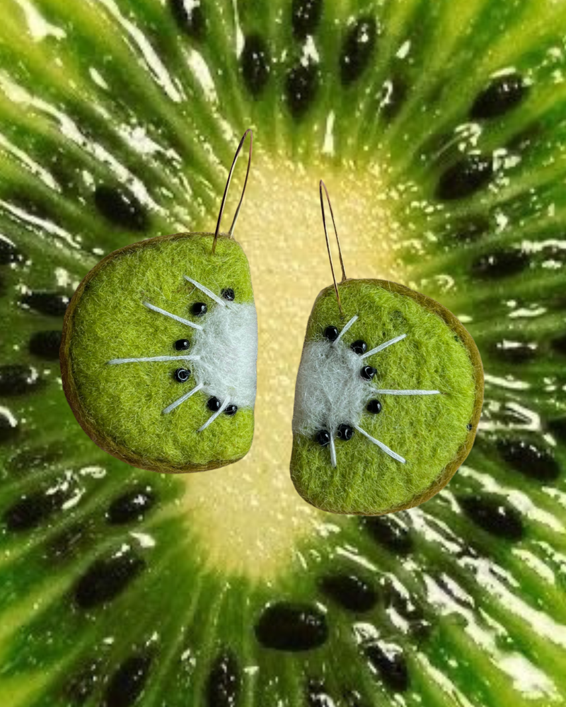 Kiwi Felt Earrings-zoom-
