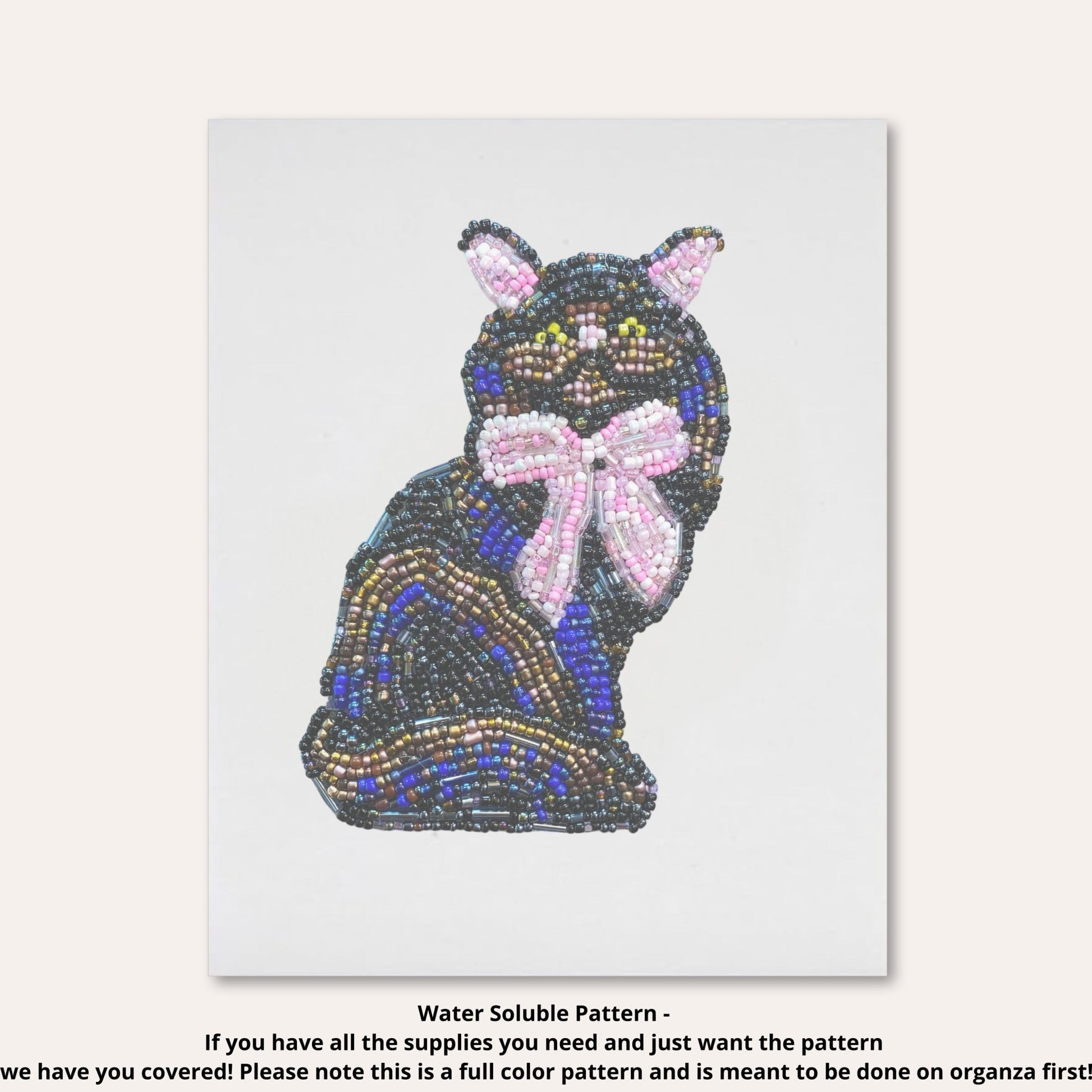 Black Cat With Bow Beaded Art Kit - Aware House