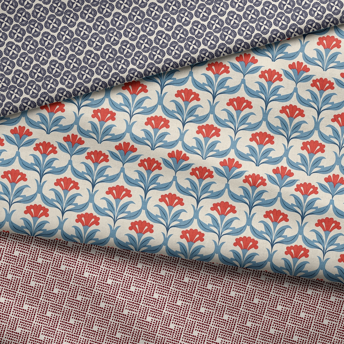 Blue Floral Patterned Lampshade in WESTPORT-zoom-9