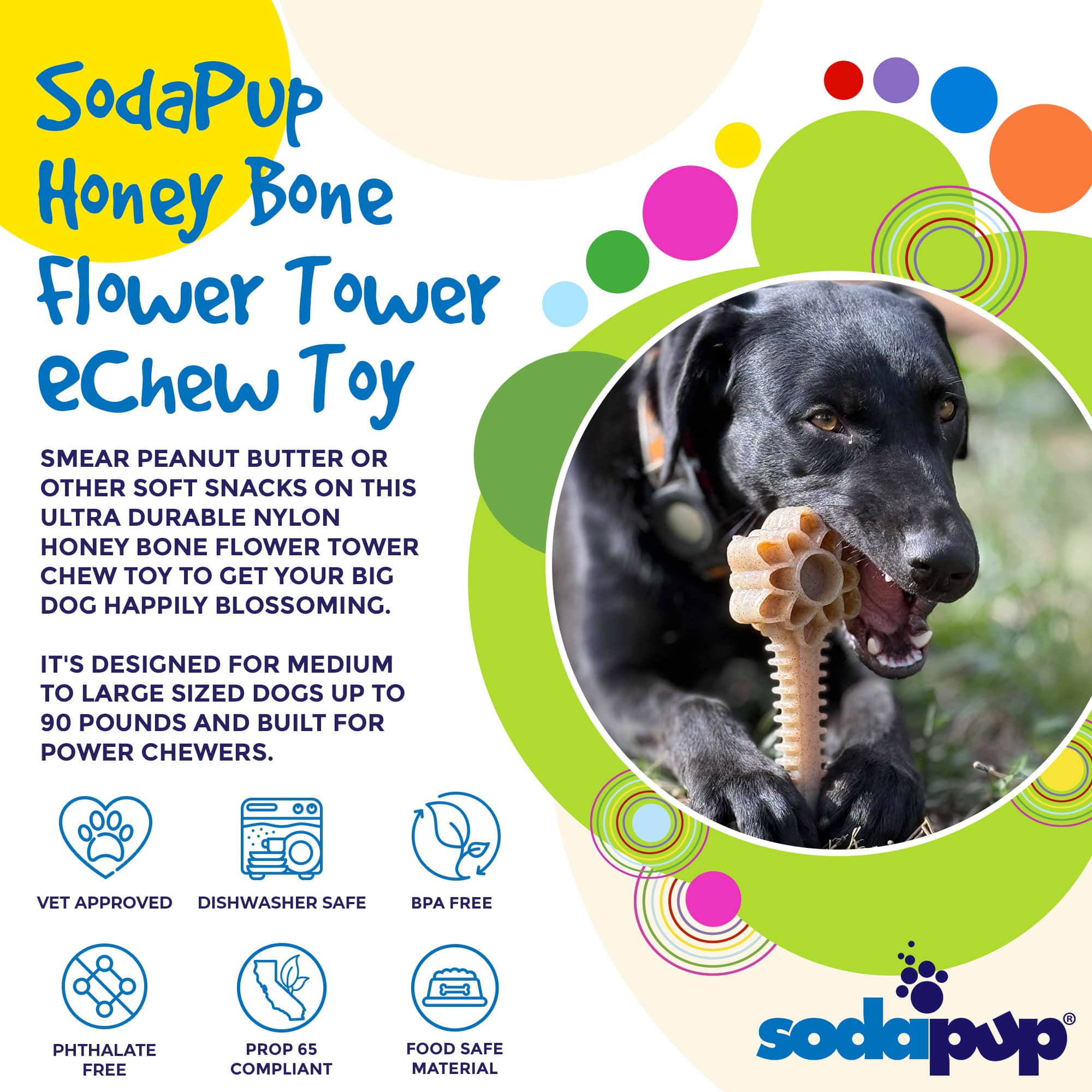Honey Bone Dental Flower Tower Nylon Dog Chew Toy XL - Aware House
