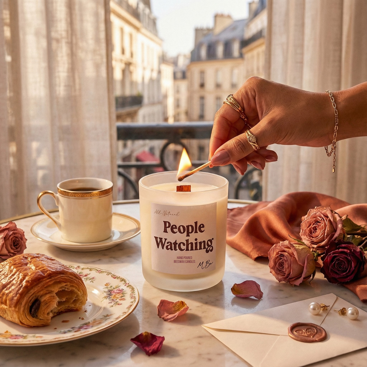 People Watching Beeswax Candle-zoom-5