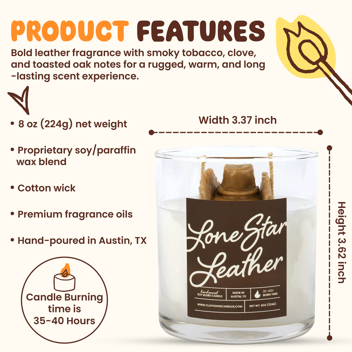Lone Star Leather Container Candle-zoom-4