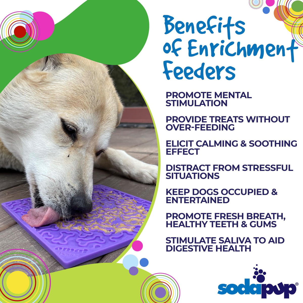 Bones eMat - Enrichment Lick Mat for Dogs and Cats | eMat Enrichment Toy for Anxiety Relief | SodaPup-4
