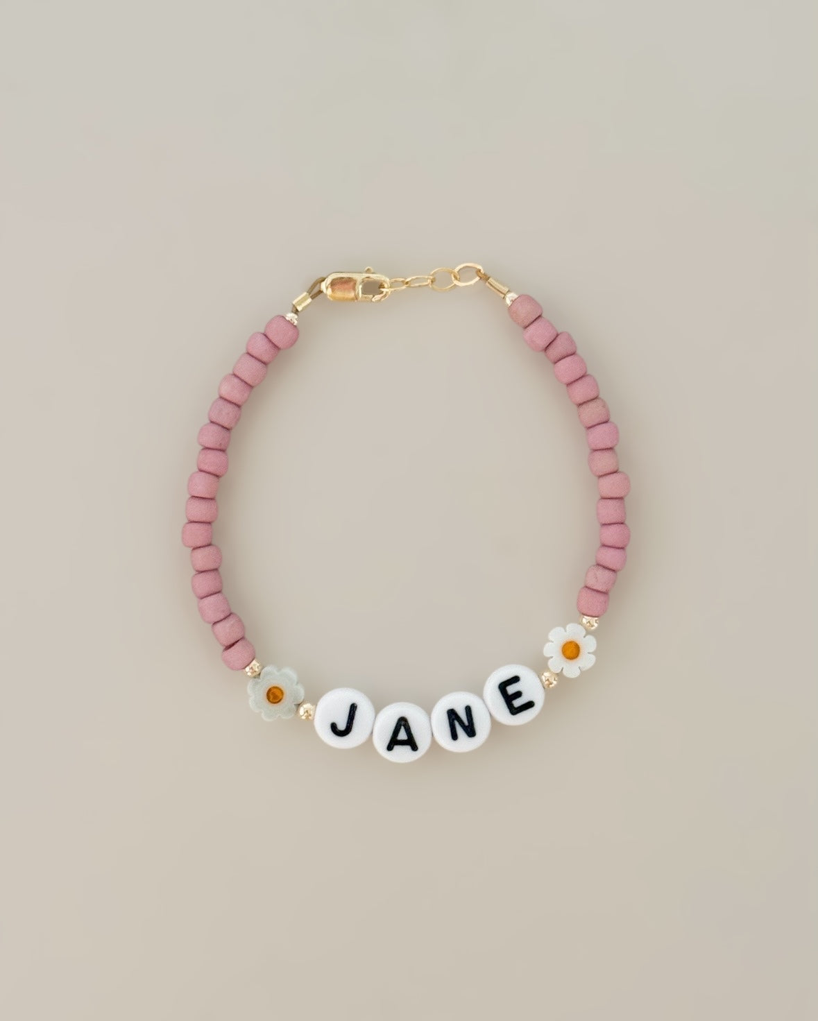 Pink Daisy Name Bracelet | Personalized-zoom-1