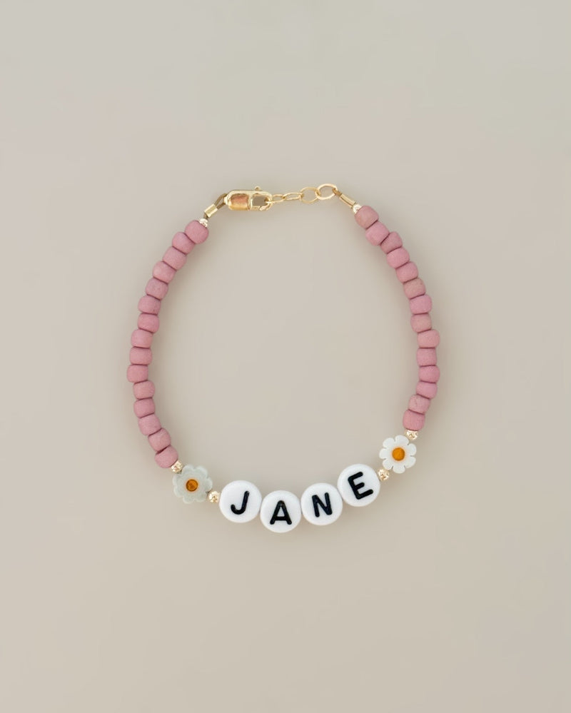 Pink Daisy Name Bracelet | Personalized-zoom-
