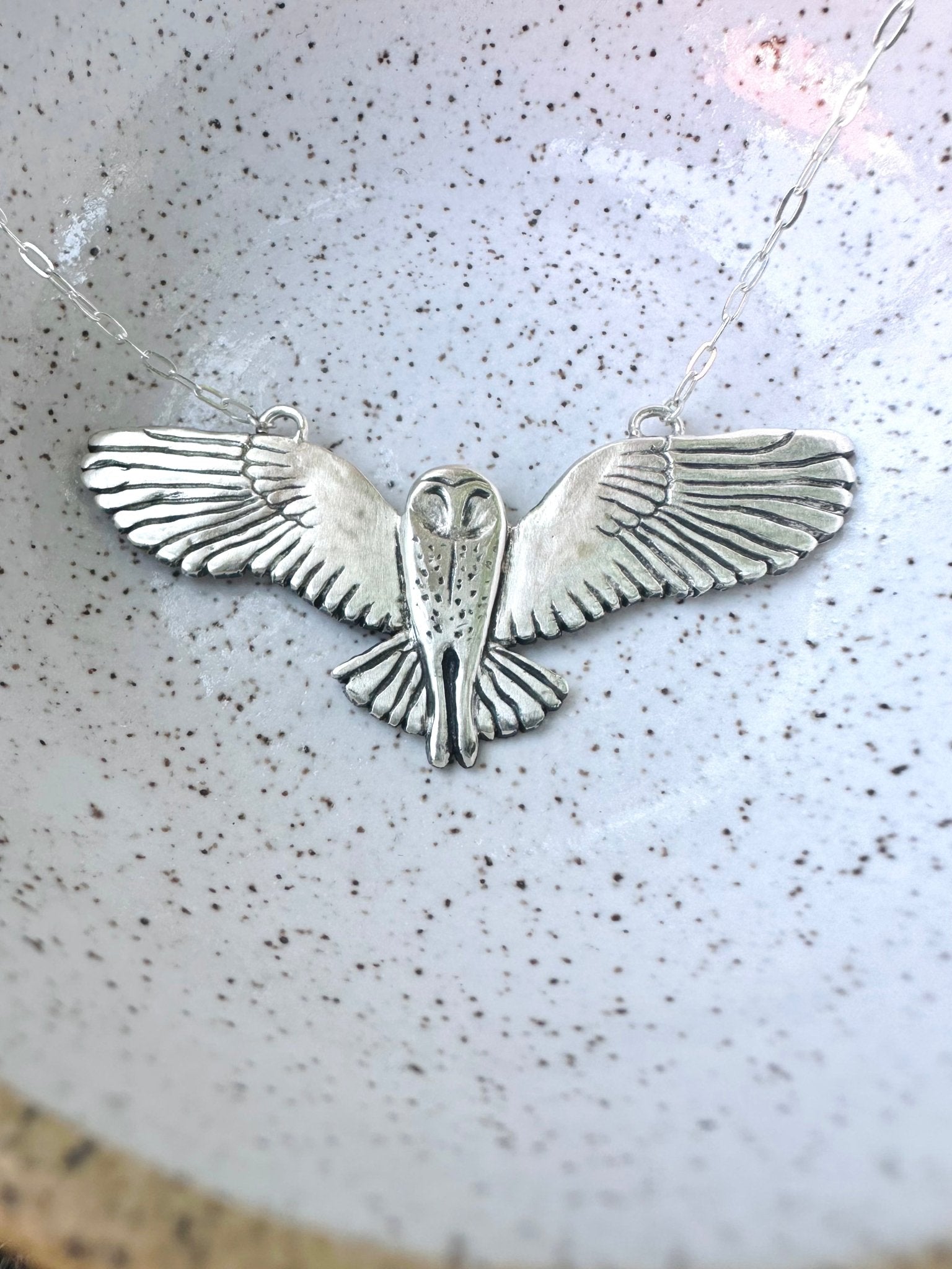 Barn Owl Necklace | Recycled Sterling Silver - Aware House
