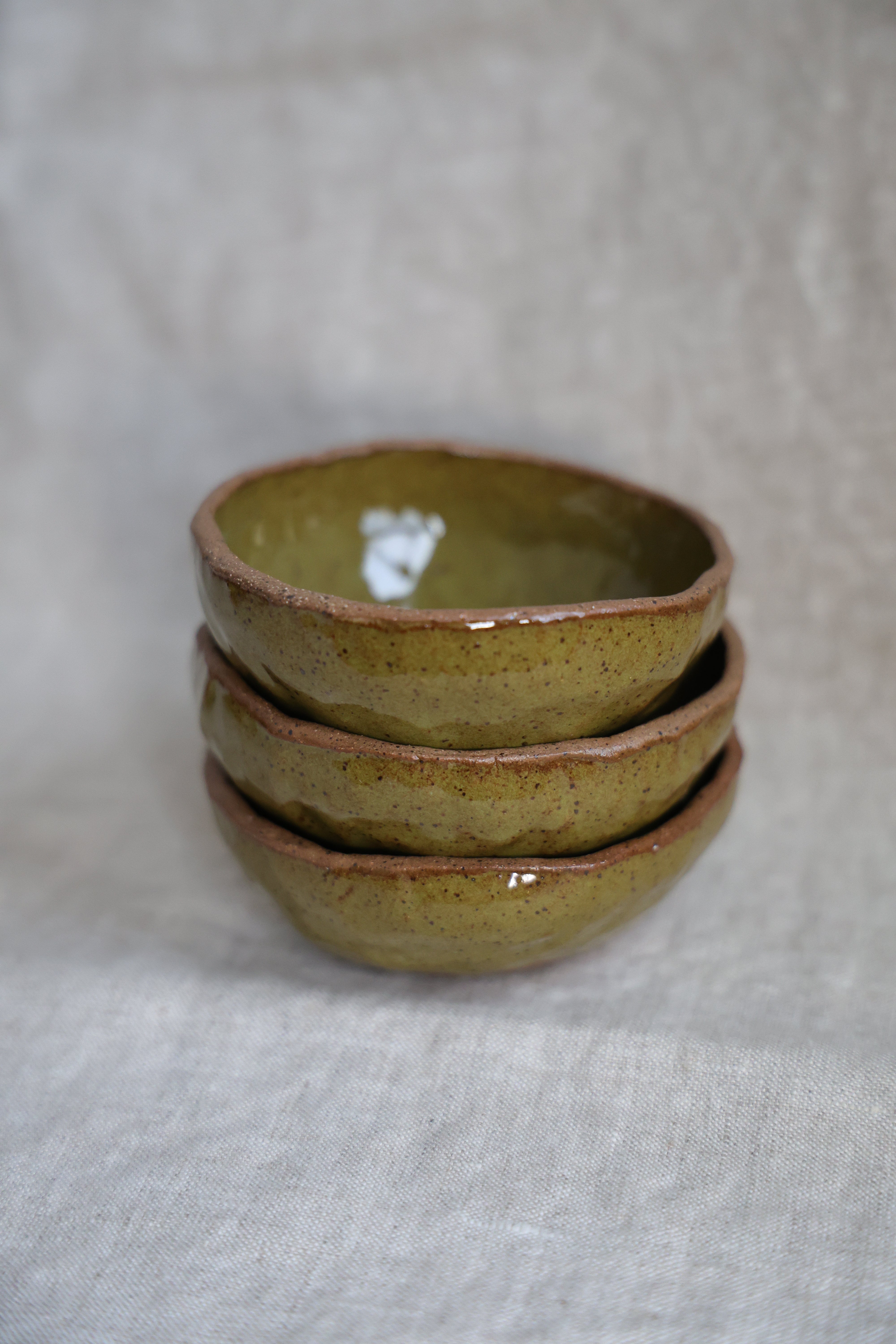 Olive Trinket Dish Set (Set of 3) | Handmade Stoneware