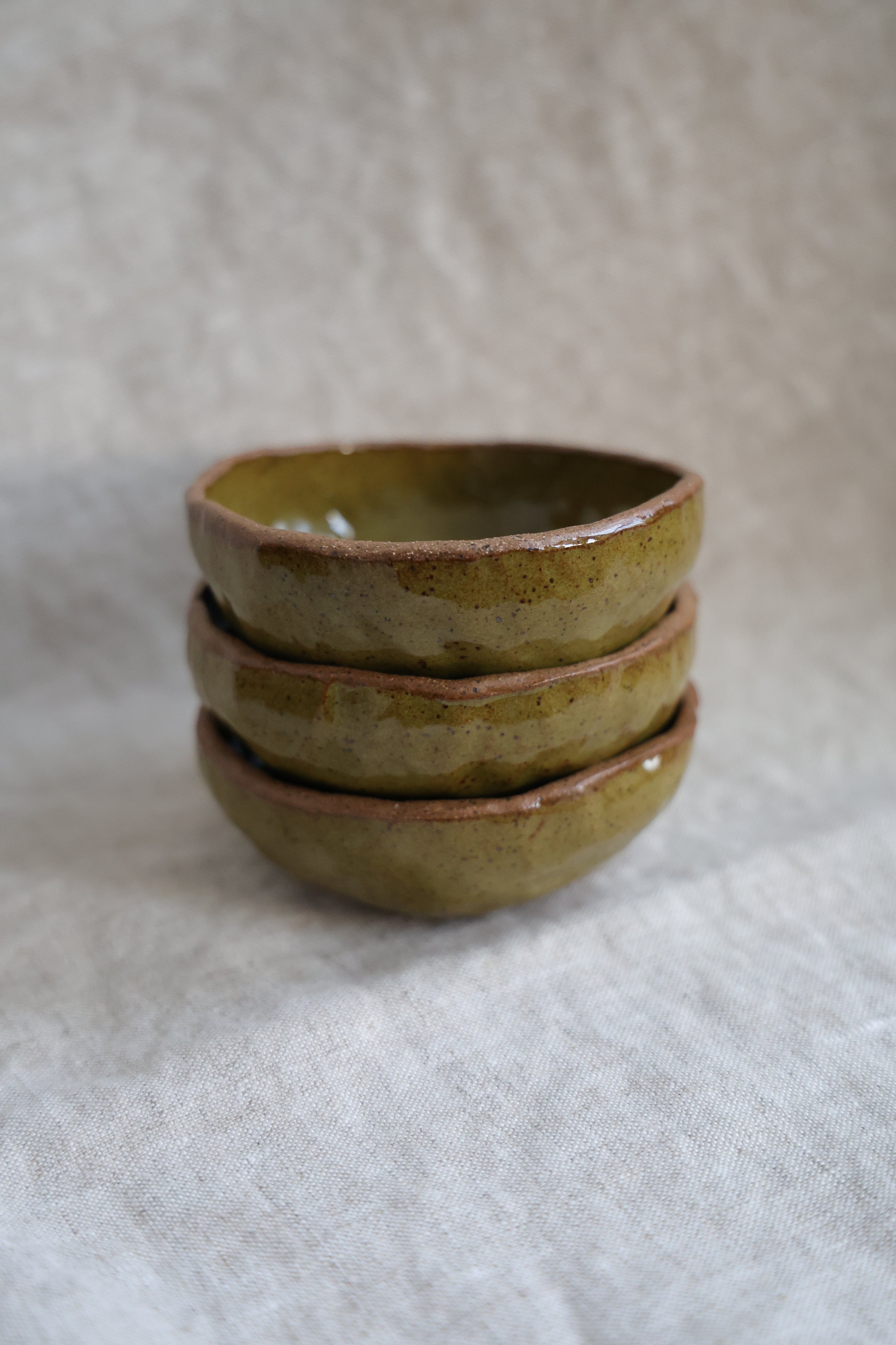 Olive Trinket Dish Set (Set of 3) | Handmade Stoneware