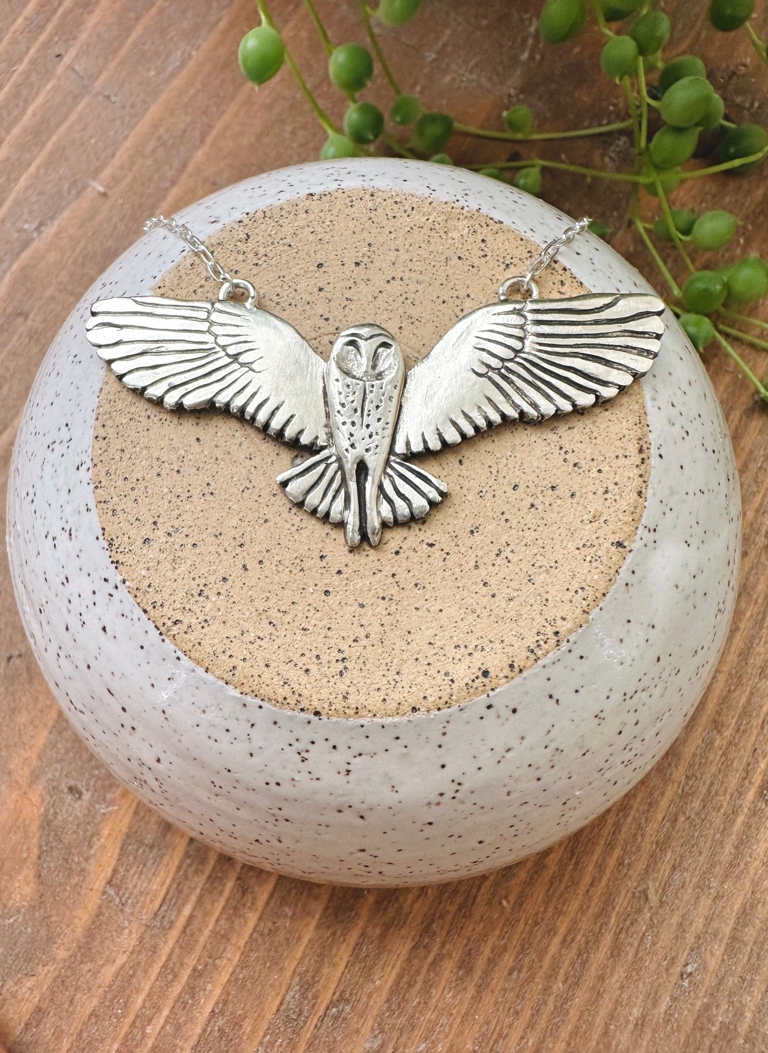 Barn Owl Necklace | Recycled Sterling Silver - Aware House