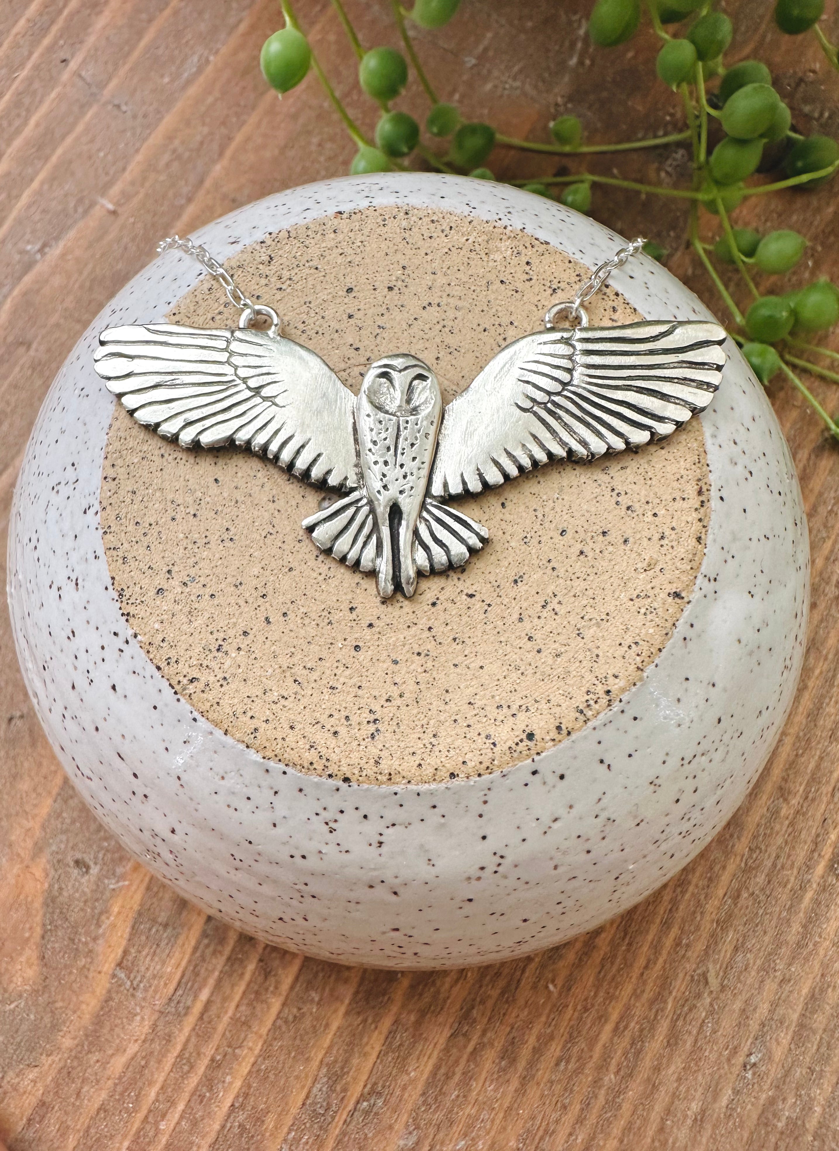 Barn Owl Necklace | Recycled Sterling Silver