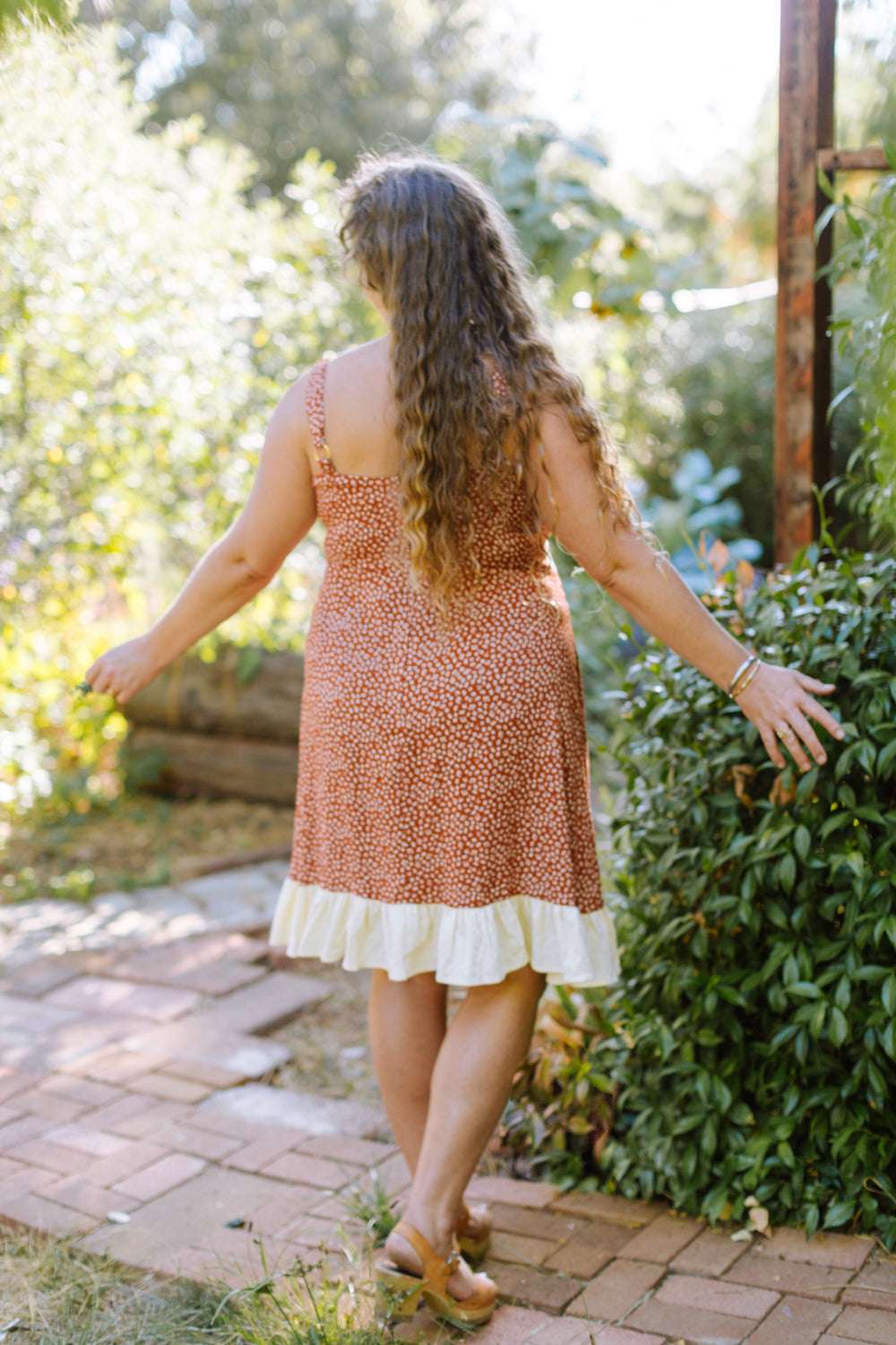 Gemma Dress in Rust Floral and Oat-9
