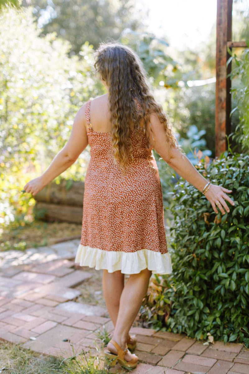 Gemma Dress in Rust Floral and Oat-zoom-