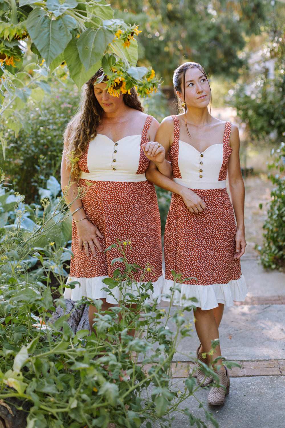 Gemma Dress in Rust Floral and Oat-3