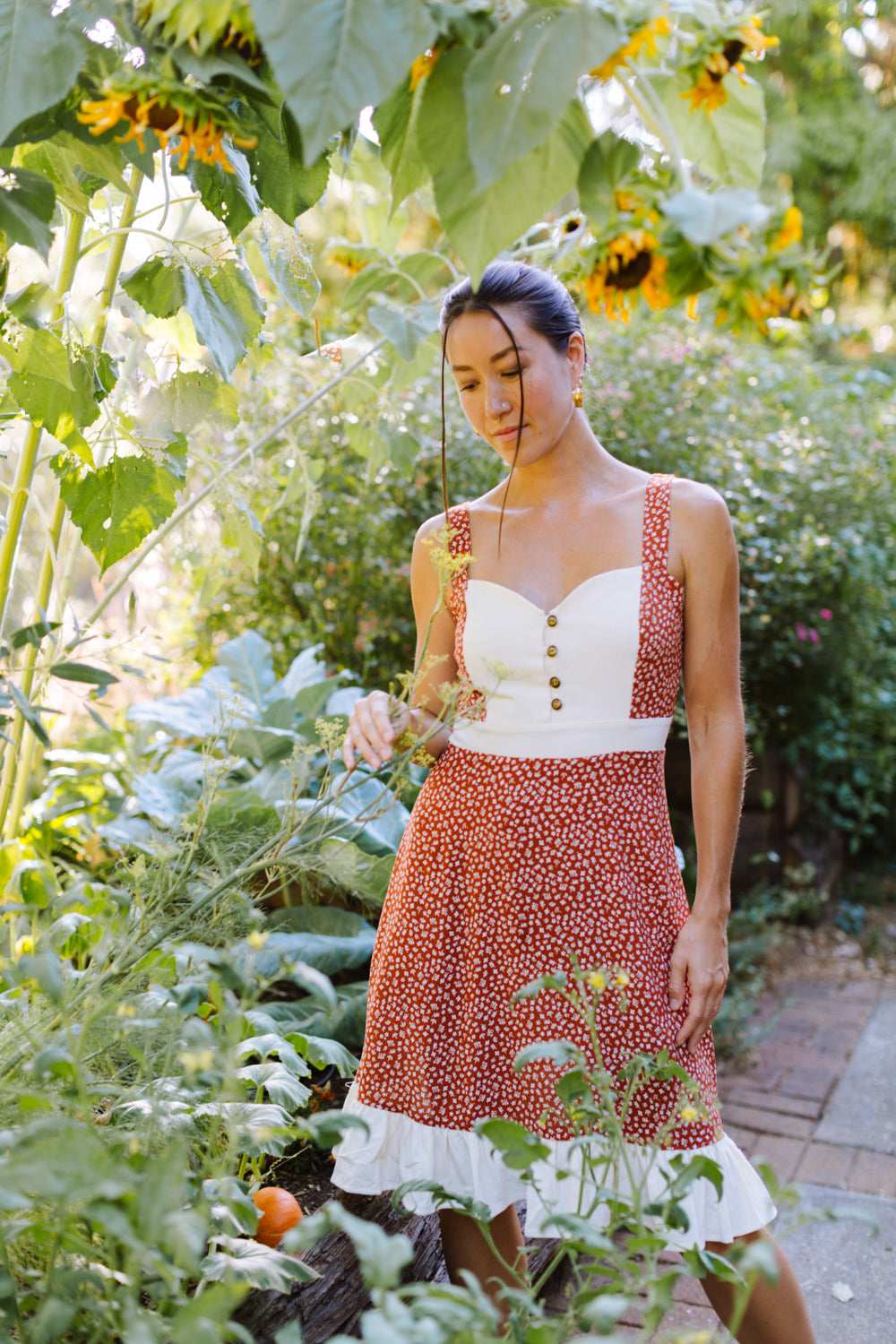 Gemma Dress in Rust Floral and Oat-zoom-1
