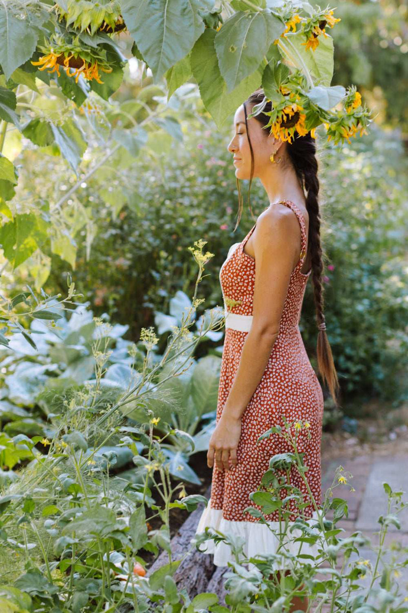 Gemma Dress in Rust Floral and Oat-zoom-