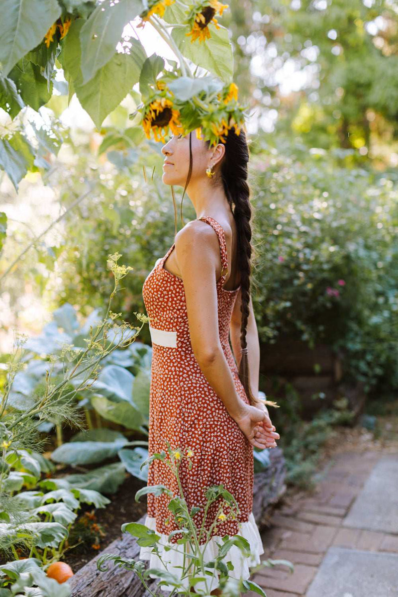Gemma Dress in Rust Floral and Oat-zoom-