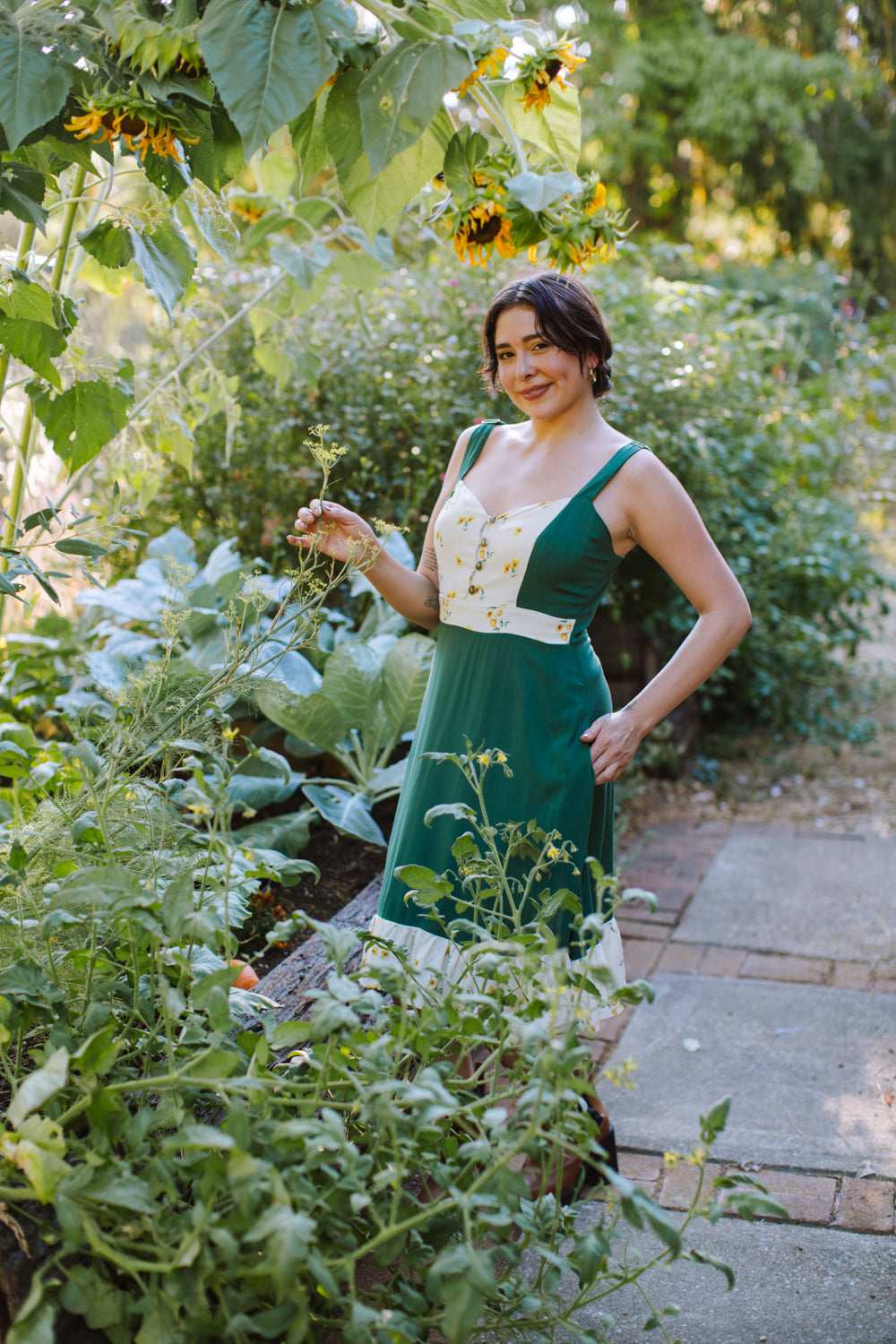 Gemma Dress in Green Poppy - Aware House