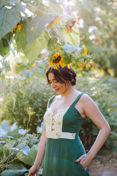 Gemma Dress in Green Poppy - Aware House