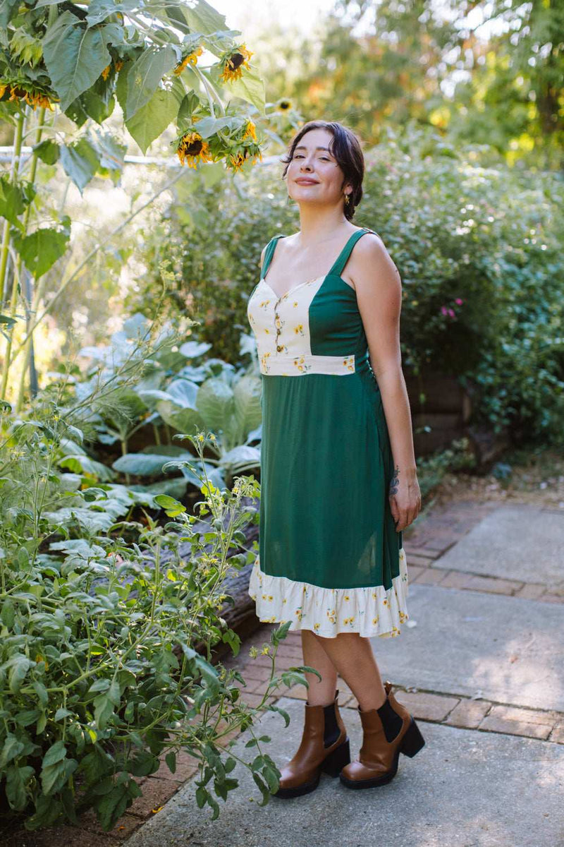 Gemma Dress in Green Poppy-zoom-