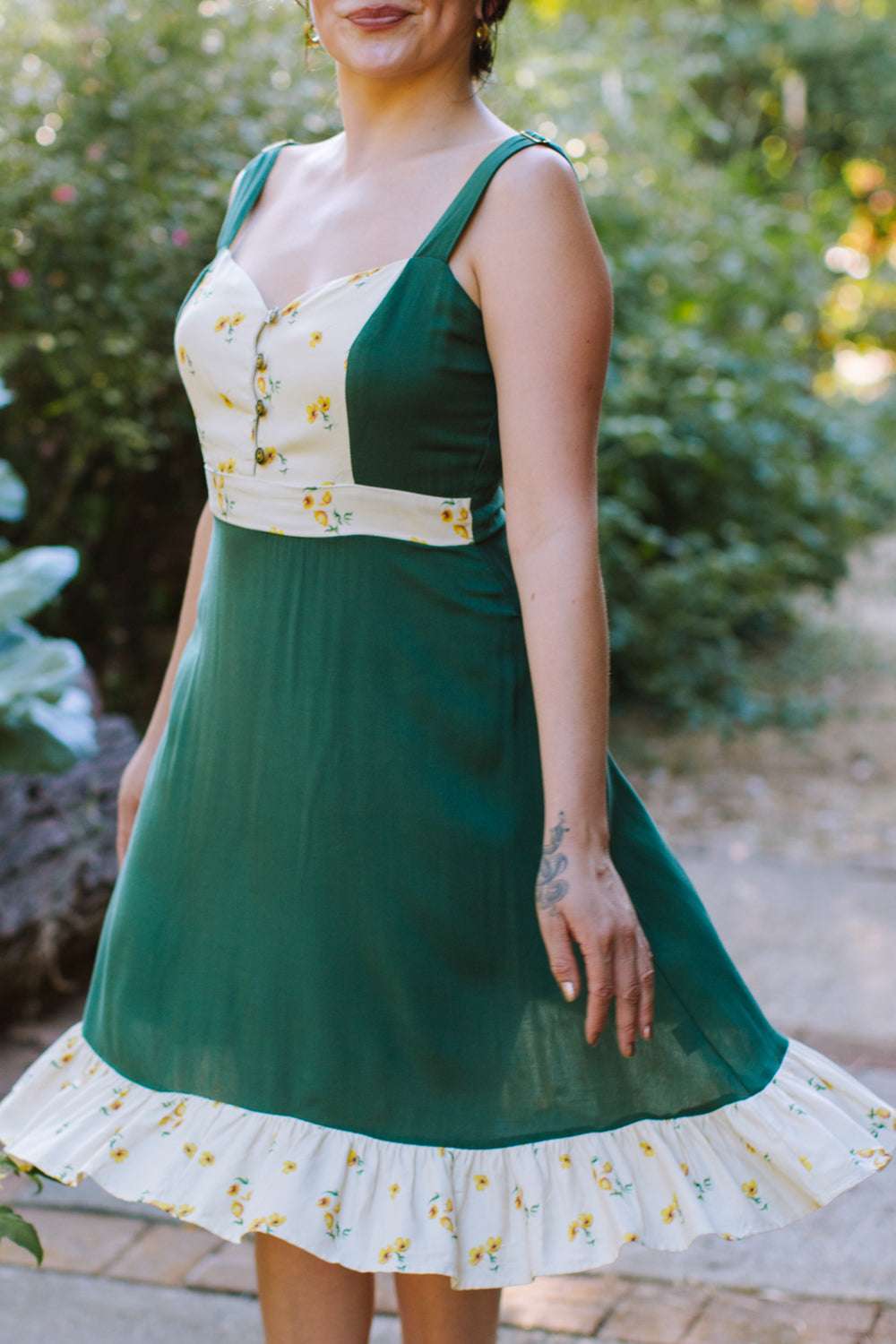 Gemma Dress in Green Poppy - Aware House