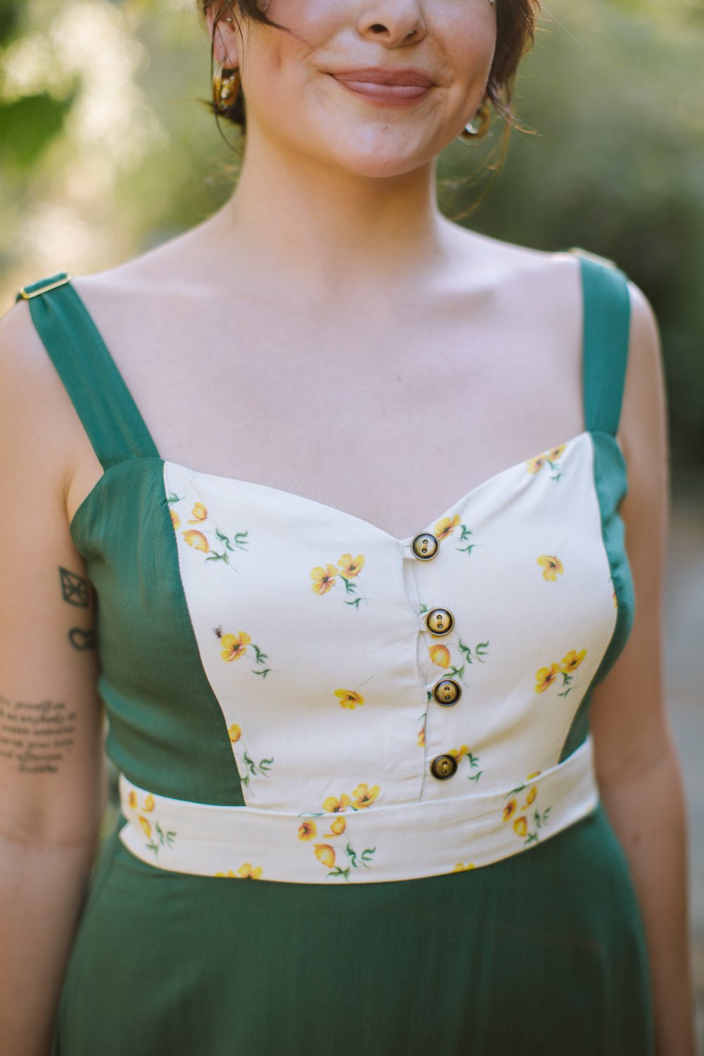 Gemma Dress in Green Poppy - Aware House