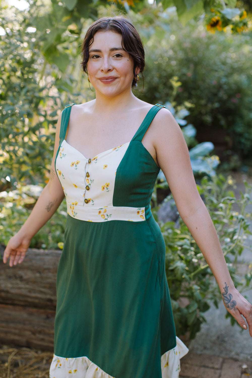 Gemma Dress in Green Poppy - Aware House