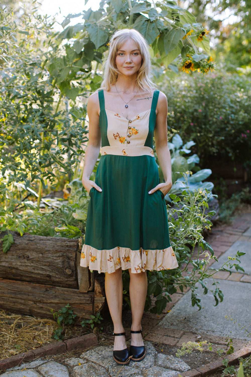 Gemma Dress in Green Butterfly-zoom-