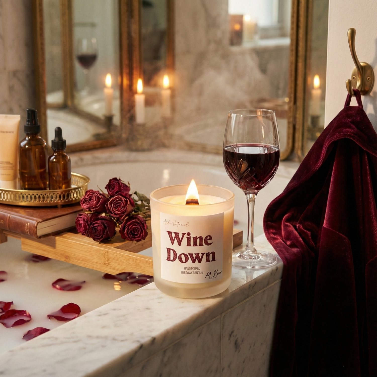 Wine Down Beeswax Candle-6