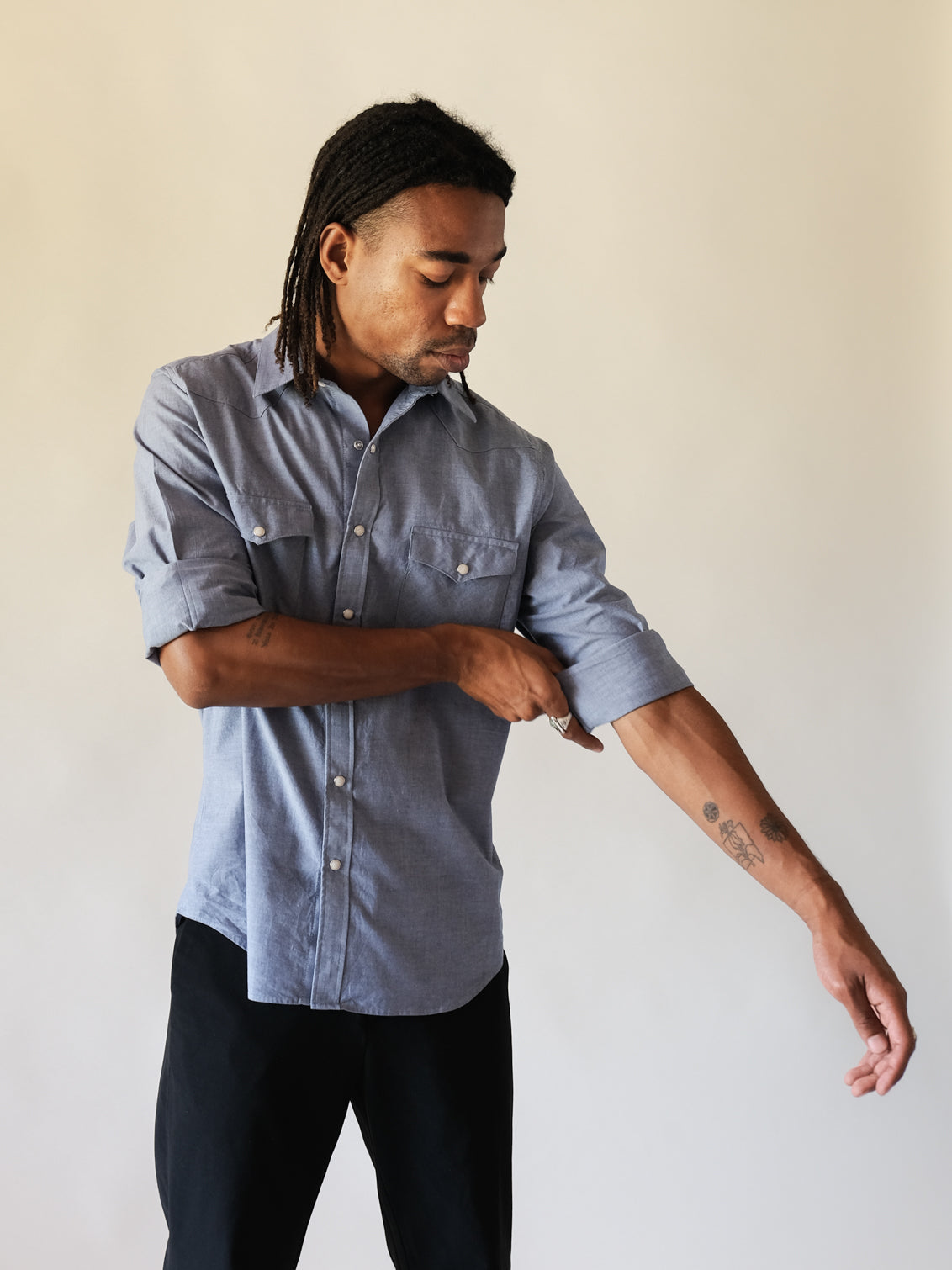 Vintage Chambray Men's Shirt-zoom-5