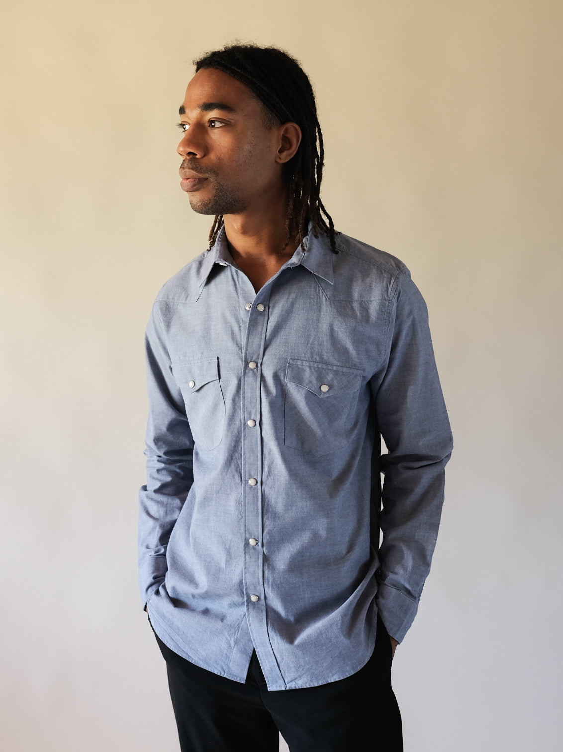 Vintage Chambray Men's Shirt-zoom-4