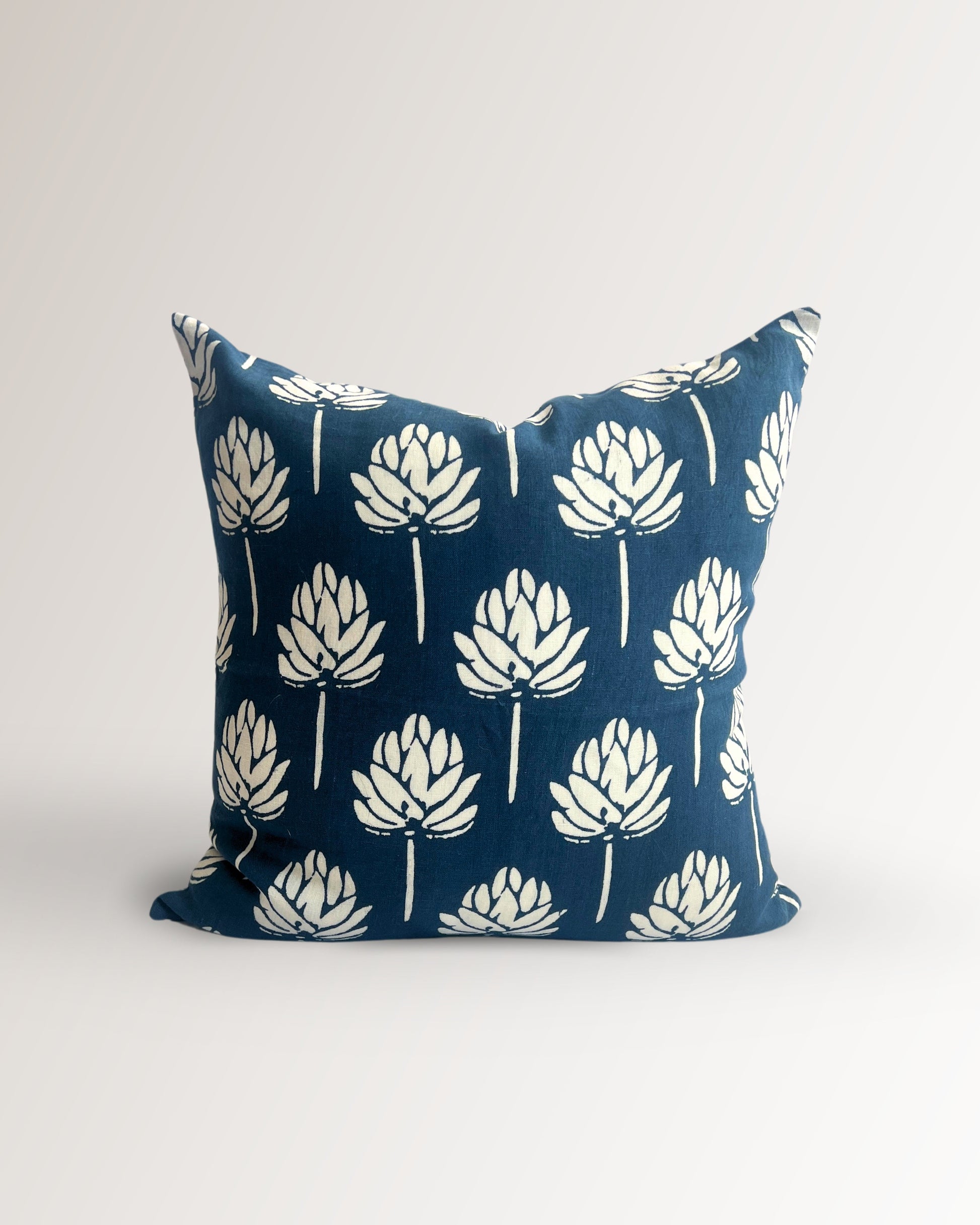 Lotus Bloom – Handmade Pure Linen Throw Pillow Cover-1