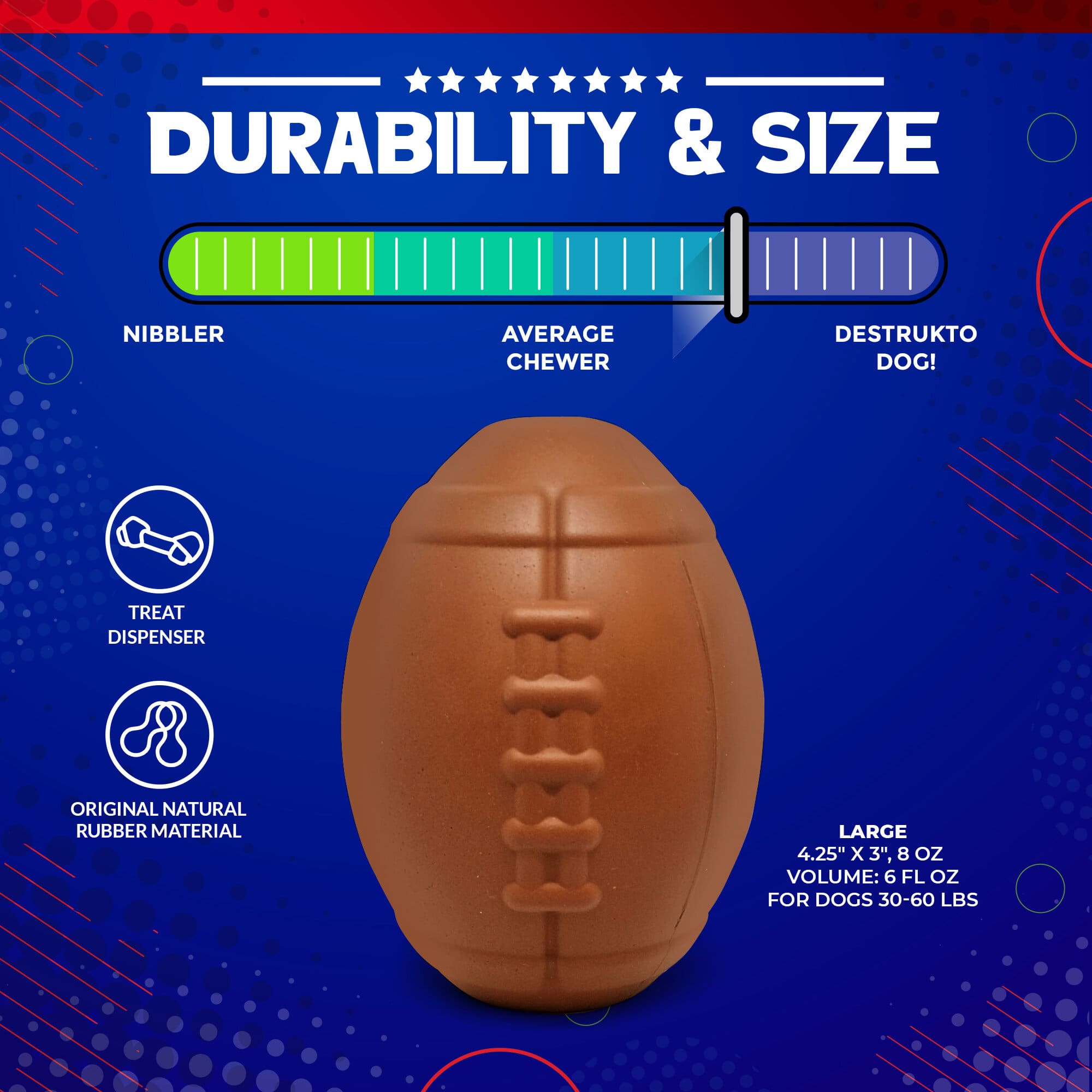 Football Dog Chew Toy & Treat Dispenser - USA Made | SodaPup-zoom-7