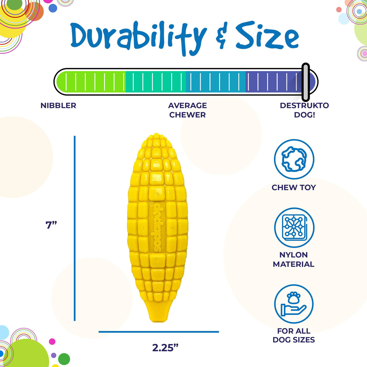 Corn on the Cob Nylon Dog Toy for Aggressive Chewers | USA Made | SodaPup-7