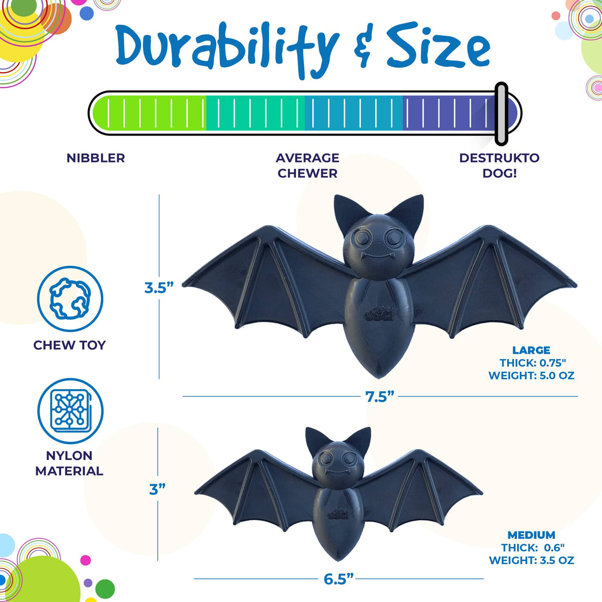 Vampire Bat Nylon Dog Chew Toy for Aggressive Chewers | USA Made & FDA Compliant-zoom-5
