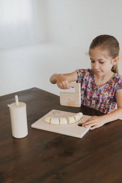 Children’s Wooden Cutting Board Set | Kids Safe Fruit Knife - Aware House