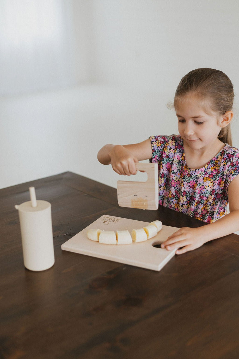 Children’s Wooden Cutting Board Set | Kids Safe Fruit Knife-zoom-