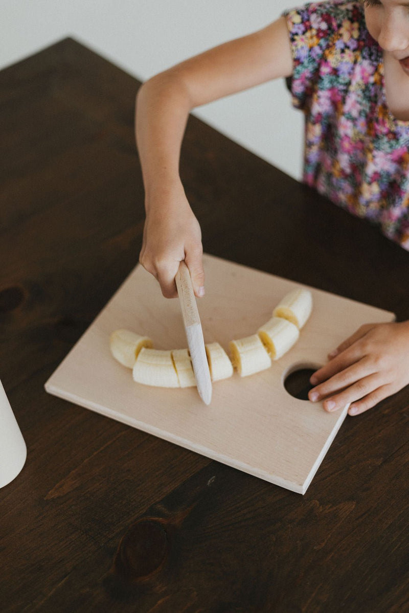 Children’s Wooden Cutting Board Set | Kids Safe Fruit Knife-zoom-