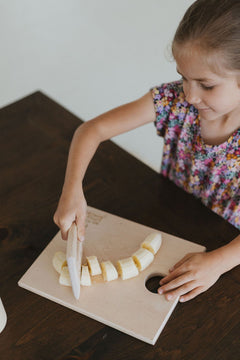 Children’s Wooden Cutting Board Set | Kids Safe Fruit Knife - Aware House