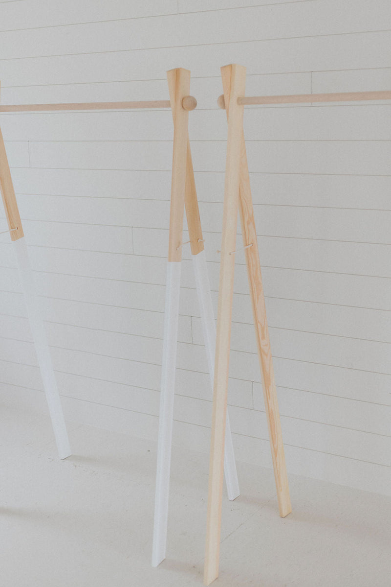 Large Wooden Clothing Rack | Minimalist A-Frame Garment Rack-zoom-
