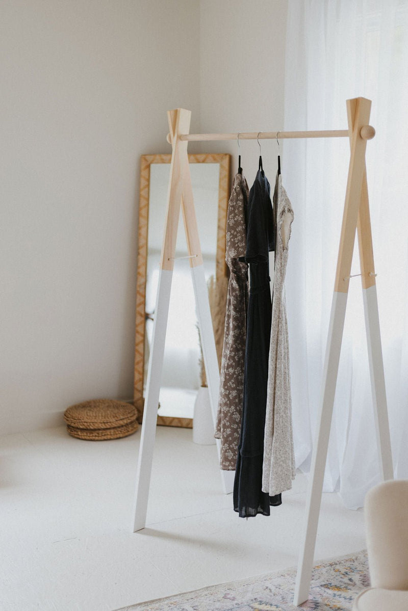 Large Wooden Clothing Rack | Minimalist A-Frame Garment Rack-zoom-