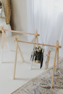 Wooden Doll Clothes Rack | Kids Dress - Up Storage - Aware House