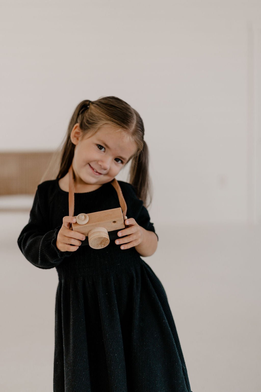 Wooden Toy Camera | Wood & Leather Toddler Camera - Aware House