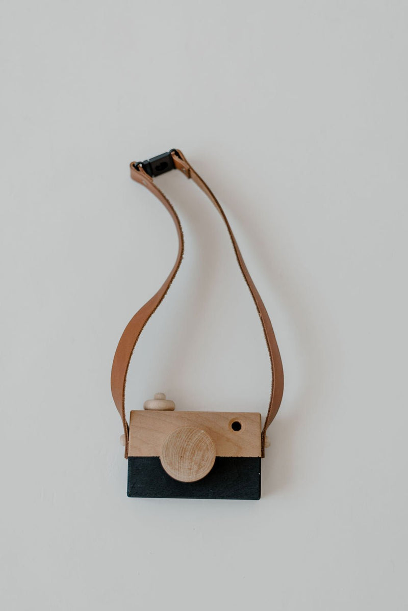 Wooden Toy Camera | Wood & Leather Toddler Camera-zoom-