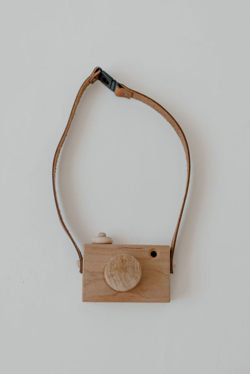 Wooden Toy Camera | Wood & Leather Toddler Camera-zoom-